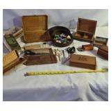 Modern maid shears. Wooden Keepsake boxes,