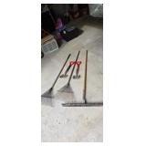 Leaf rakes shovels concrete rake.