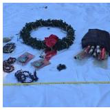 Christmas wreath, paper, lights and more