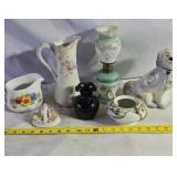 Miniature oil lamp, pitcher and more