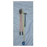 Post hole digger, sledge hammer