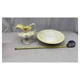 Ceramic pitcher and wash basin set, ivory white