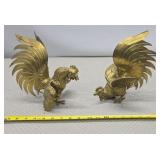 Brass fighting roosters