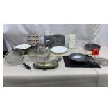 Oven Mats, Strainers, Corelle Dish, Pyrex Pie