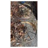 2-Antique metal/iron wagon wheels