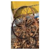2-Antique metal/iron wagon wheels