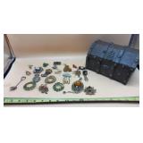 Costume Jewelry Brooches-Small Chest Jewelry Box