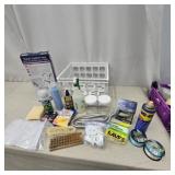 Plastic crate, fishing line,safety toilet rails