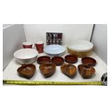 Monkey bowls wooden, pfaltzgraff bowl, cheese