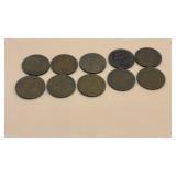 10 Different (S) Mint Lincoln Cents/Pennies