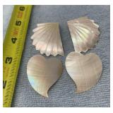 Heart and fan shaped mother of pearl earrings