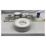 Newcor Homespun pattern stoneware dishes