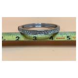 Silver-toned hinged bangle bracelet with a pave