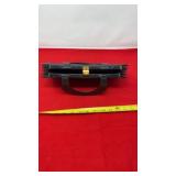 Dark blue leather top-handle handbag.