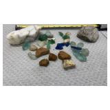 Rocks-Raw white Quartz, Sea Glass, River rock and
