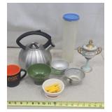 Tea kettle, Tupperware container and more