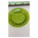 Westmoreland green glass cup plate featuring a