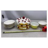 Vintage Hazel Atlas Bowl,  Handpainted Strawberry