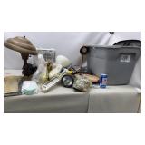 Tote w/ lid of Lights, Fans and more