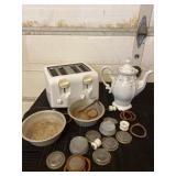 Johann Haviland tea pot, toaster and Ball jar