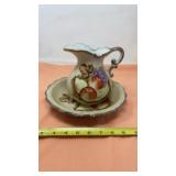 Mark art hand painted picture and basin approx 8