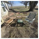 4 metal chairs, lawn chair patio table