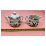 HALLS Red, poppy creamer and sugar bowls