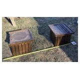 Two wood plant stands