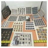 American Indian and other stamp collector sheets.