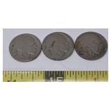 3 Buffalo Nickels No Date