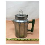 Aluminum coffee percolator.