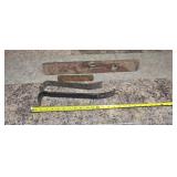 Wooden level , two crowbars.