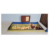 Religious tapestry and clock
