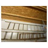 Three wooden ladders