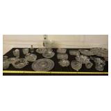 All clear trays, bowls, sugar bowls and more.