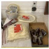 Cable ties, weed trimmer pieces, plastic