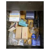 Empty chalk bottles, drawer handles, heat band