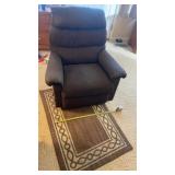 La-Z-Boy rocker recliner brown cloth with rug