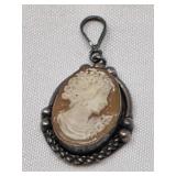 Antique Cameo Signed Pendant  .925 Italy