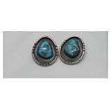 Navajo Turquoise & Sterling Clip On Earrings