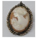 Hand Carved Cameo Brooch