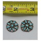 Turquoise & Sterling Earrings Signed TMZ 4.70g