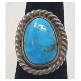 Navajo Turquoise & Silver Ring Size 5.74 6.62g