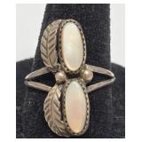 Mother of Pearl & Sterling 2 Stone  Size 6.75,