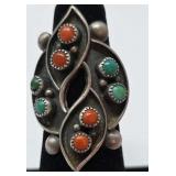 Navajo Snake Eyes, Coral, Turquoise & Sterling