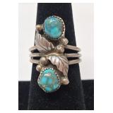 Navajo Turquoise & Sterling Ring  Size 7, 7.50g