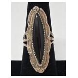 Navajo Black Onyx & Sterling Ring 6.75 6.51g