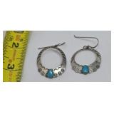 Navajo Turquoise & Sterling Earrings 5.87g