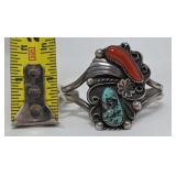 Signed Native American Turquoise, Coral, &