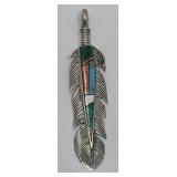 Pete Sanchez 925 Silver Stone Inlay Feather